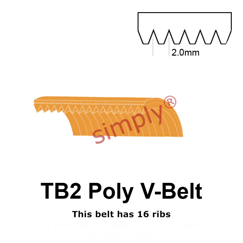TB2-575 Megadyne Megarib Polyurethane Poly V-Belt 575mm/22.6 inch Length - 16 Ribs - Allow 2-3 Days
