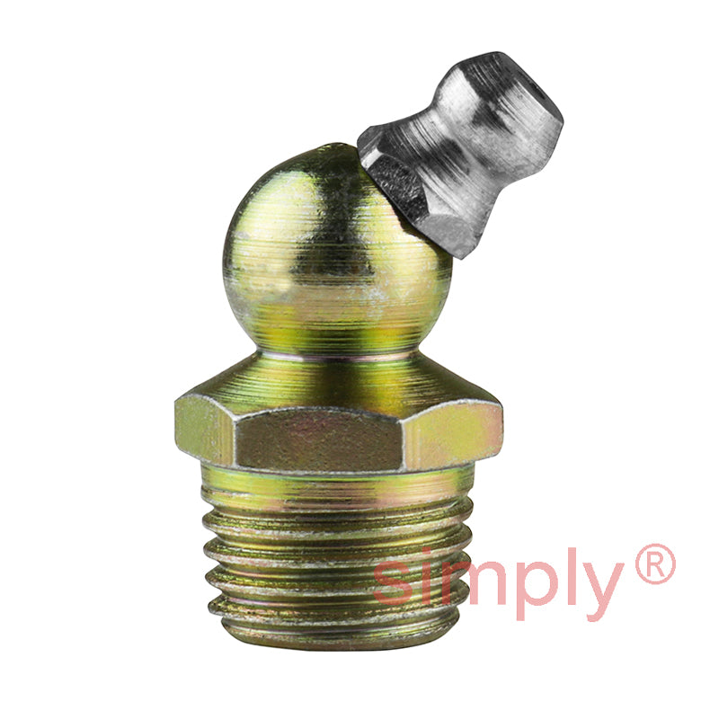 1/4x28 SAE-LT Special Tapered Self-forming Thread Hardened Mild Steel Zinc Plated 45 deg Hydraulic Grease Nipples - Pack of 500