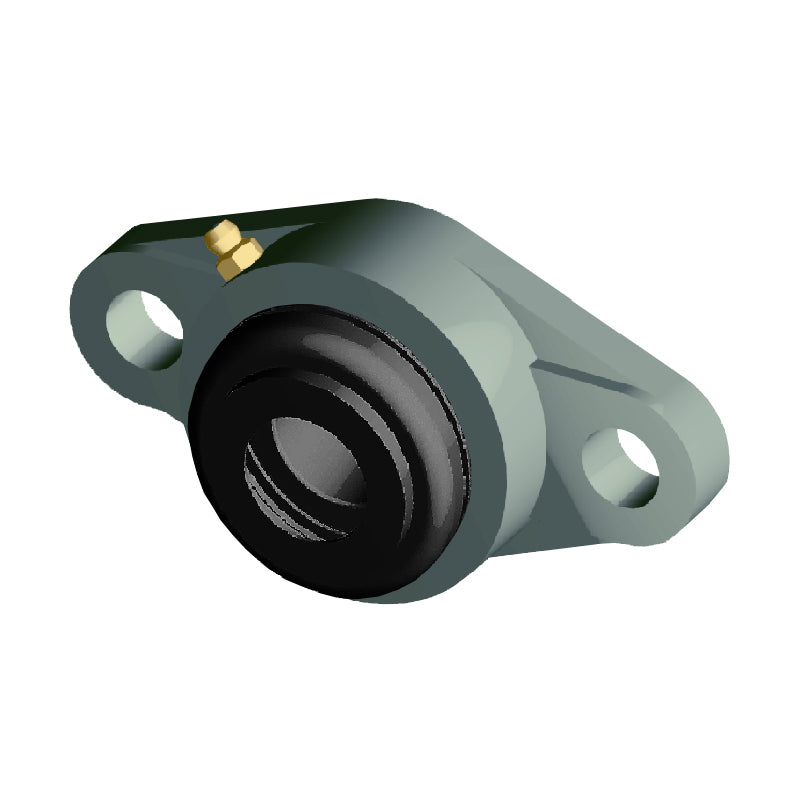 NTN S-UCFLX09D1 Metric Two Bolt Oval Cast Iron Flange Housing with 45mm Bore Insert with Steel Plate Cover - Open Version - Allow 2-3 Days