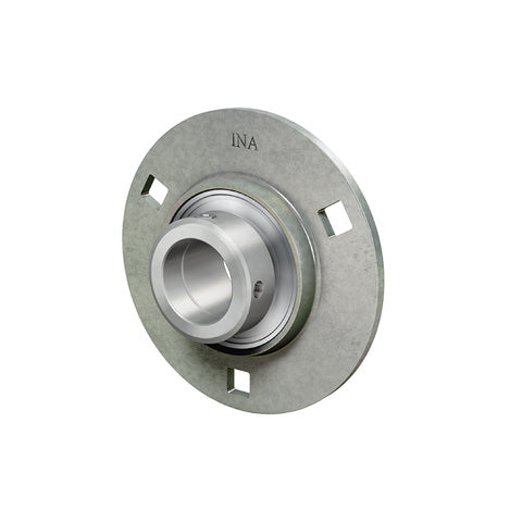 INA RA55XL Four Bolt Sheet Steel Round Housing with Eccentric Collar Insert 55mm Bore
