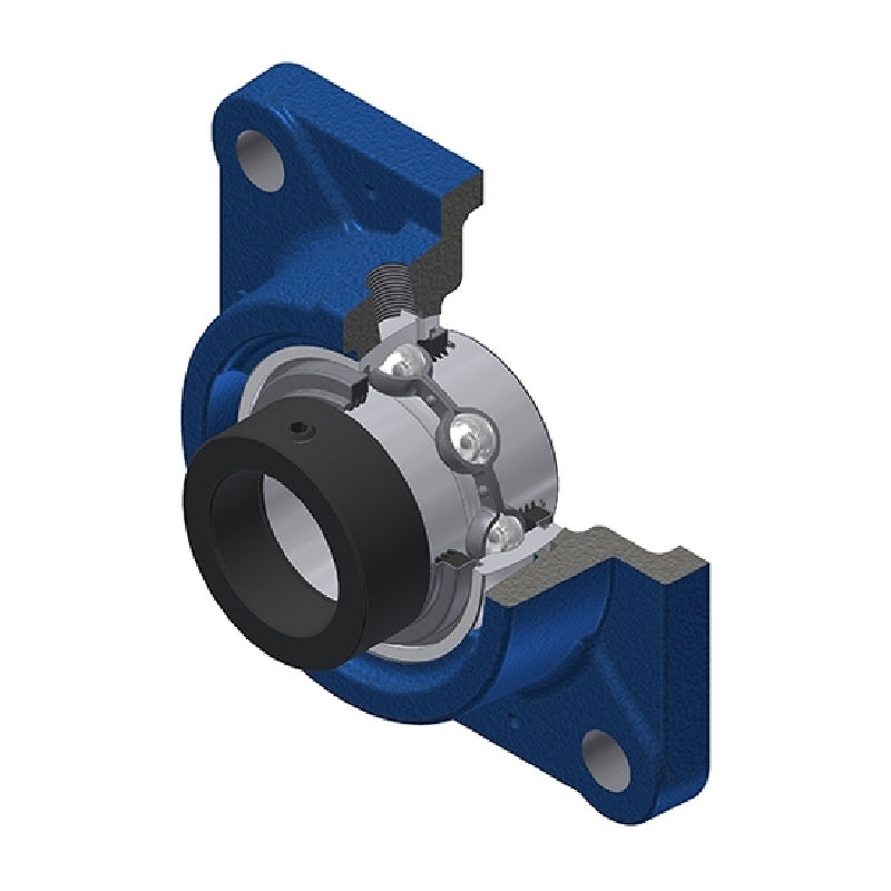 SNR EXFE208L3 Metric Four Bolt Square Cast Iron Flange Housing with 40mm Bore Eccentric Collar Insert with Triple Lip Seal - Allow 2-3 Days