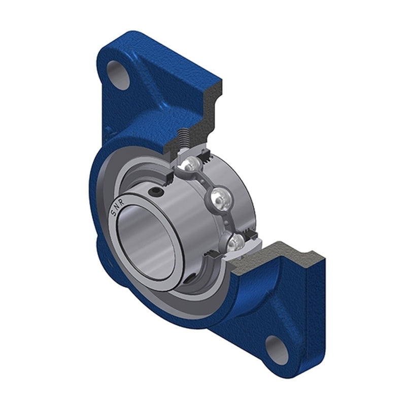 SNR UCF209NL3 Metric Four Bolt Square Cast Iron Flange Housing with 45mm Bore Insert with Triple Lip Seal - Allow 2-3 Days