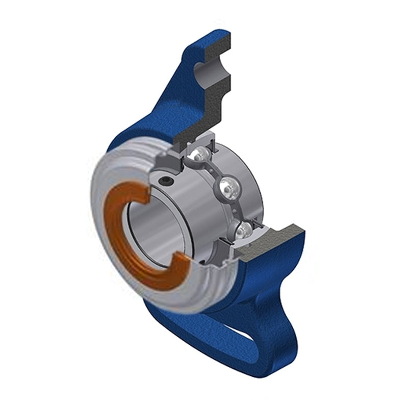 SNR UCFA209CO Metric Cast Iron Adjustable Flange Unit with 45mm Insert with Narrow Steel Plate Cover - Open Version - Allow 2-3 Days
