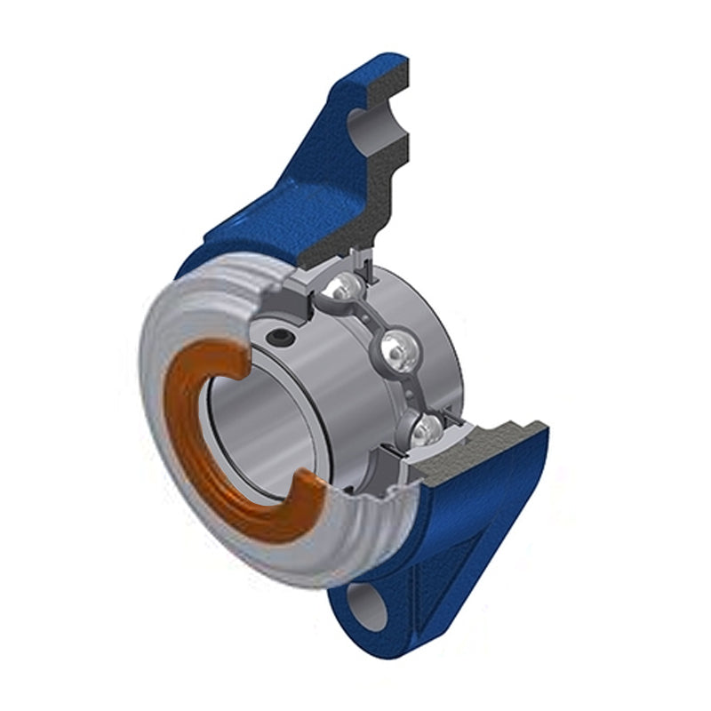 SNR UCFLE213-40CC Imperial Two Bolt Oval Cast Iron Flange Housing with 2-1/2 inch Bore Insert with Narrow Steel Plate Cover - Closed Version - Allow 2-3 Days