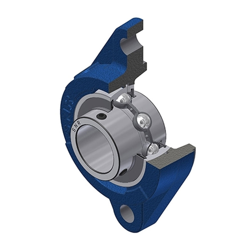SNR UCFLZ201 Metric Two Bolt Oval Cast Iron Flange Housing with 12mm Bore Insert - Allow 2-3 Days