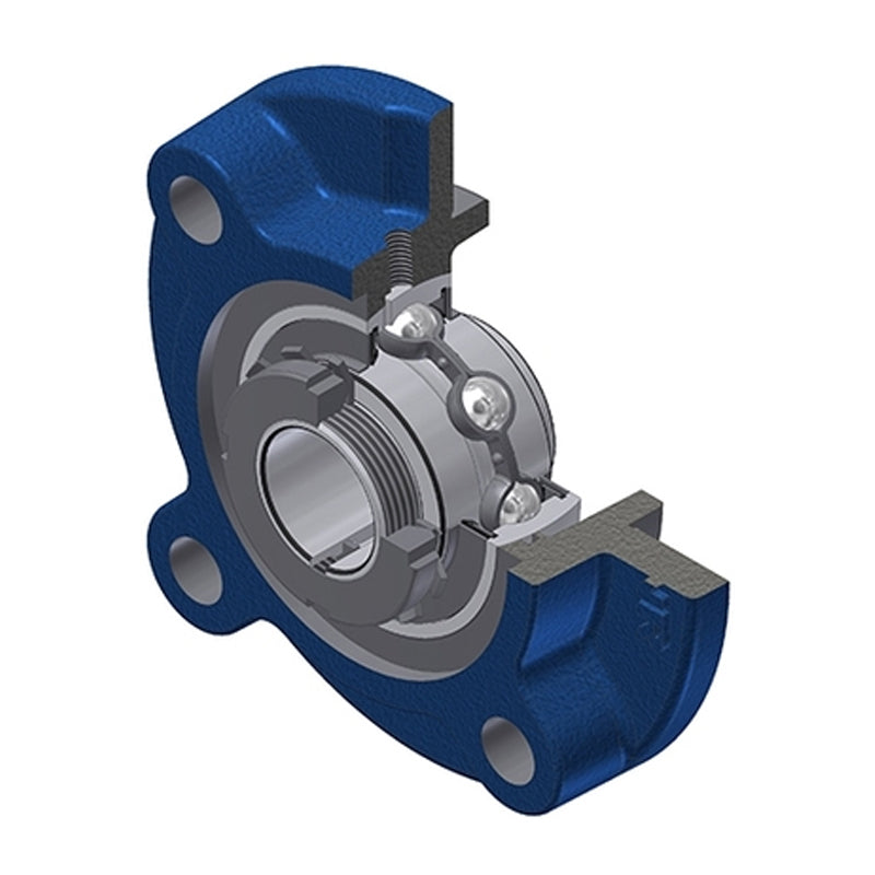 SNR UKFC209HN Metric Four Bolt Cast Iron Round Flanged Housing Insert and Adaptor Sleeve Fits 40mm Shaft - Allow 2-3 Days