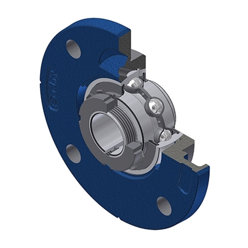 SNR UKFCE209H Metric Four Bolt Cast Iron Round Flanged Housing Insert and Adaptor Sleeve Fits 40mm Shaft - Allow 2-3 Days