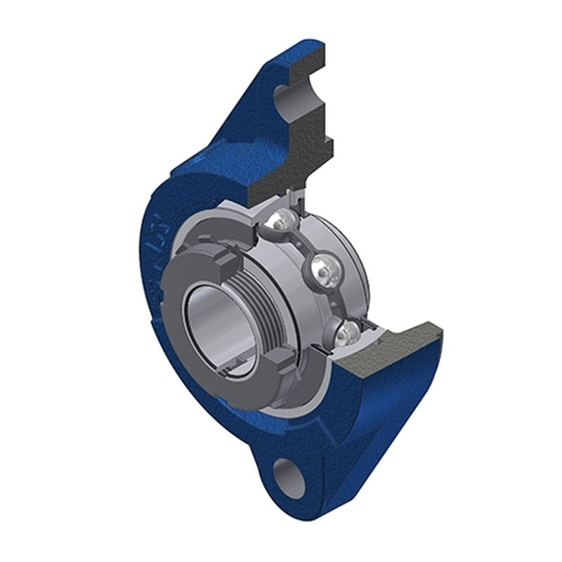 SNR UKFLZ205H Metric Two Bolt Cast Iron Oval Housing Insert and Adaptor Sleeve Fits 20mm Shaft - Allow 2-3 Days