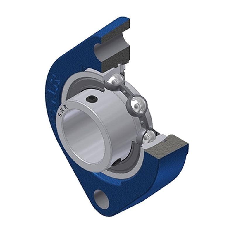 SNR USFD207 Metric Two Bolt Oval Cast Iron Flange Housing with 35mm Bore Insert - Allow 2-3 Days