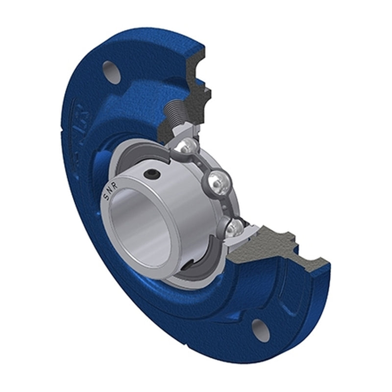 SNR USFEE208 Metric Four Bolt Cast Iron Round Flanged Housing with 40mm Insert - Allow 2-3 Days
