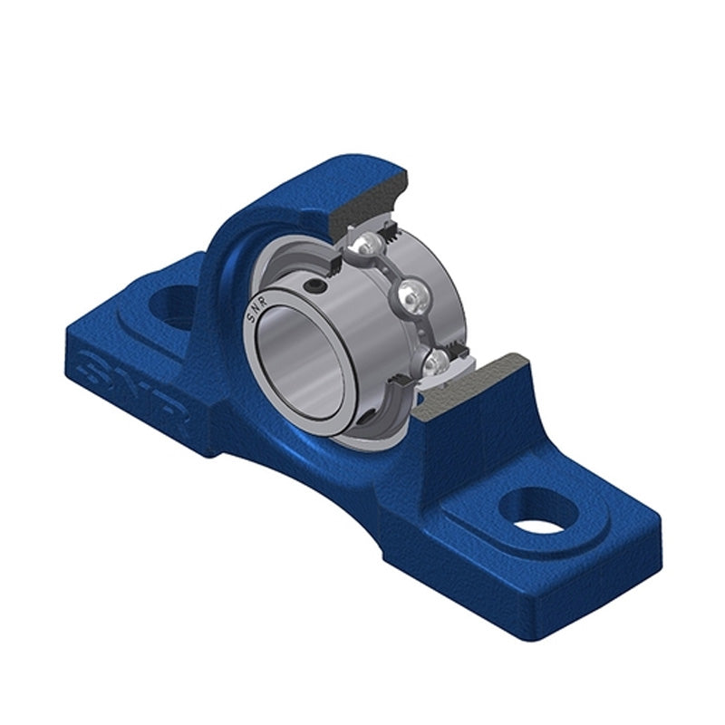 SNR UCP212L3 Metric Cast Iron Two Bolt Pillow / Plummer Block Housing with 60mm Bore Insert with Triple Lip Seal - Allow 2-3 Days