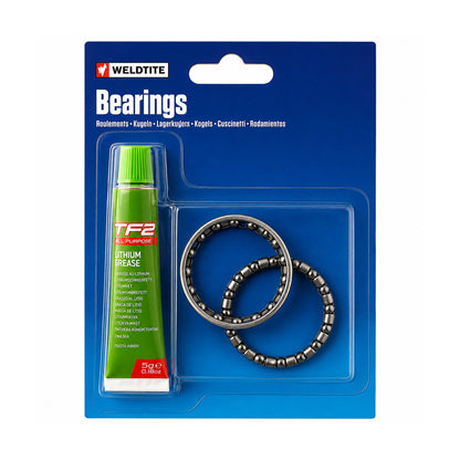 2x 3/16 inch ATB/BMX Case Hardened Ball Bearings in Cage Retainers and TF2 Grease