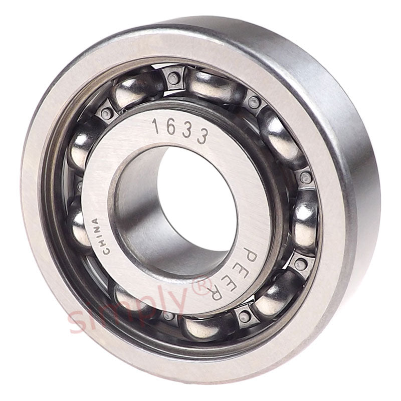 Major Branded 1633 Open Type Deep Groove Ball Bearing 0.625x1.75x0.5 inch