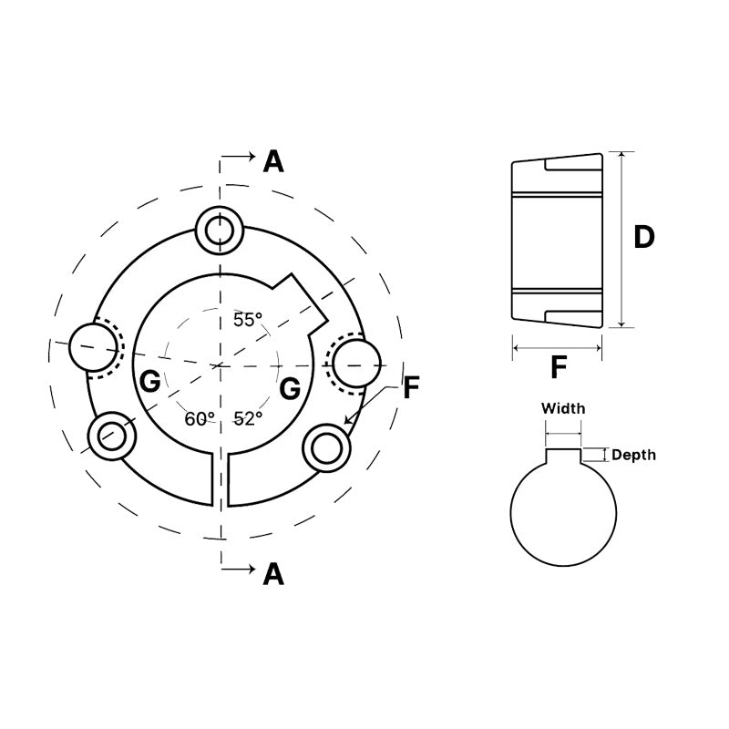 3020-28 Tapered Locking Bush with 28mm Bore