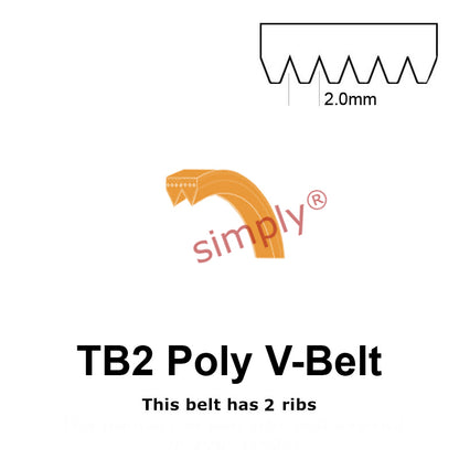 TB2-526 Megadyne Megarib Polyurethane Poly V-Belt 526mm/20.7 inch Length - 2 Ribs