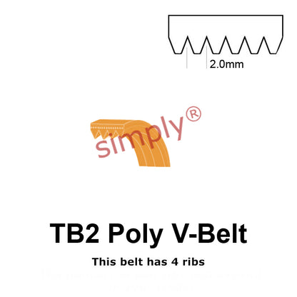TB2-295 Megadyne Megarib Polyurethane Poly V-Belt 295mm/11.6 inch Length - 4 Ribs