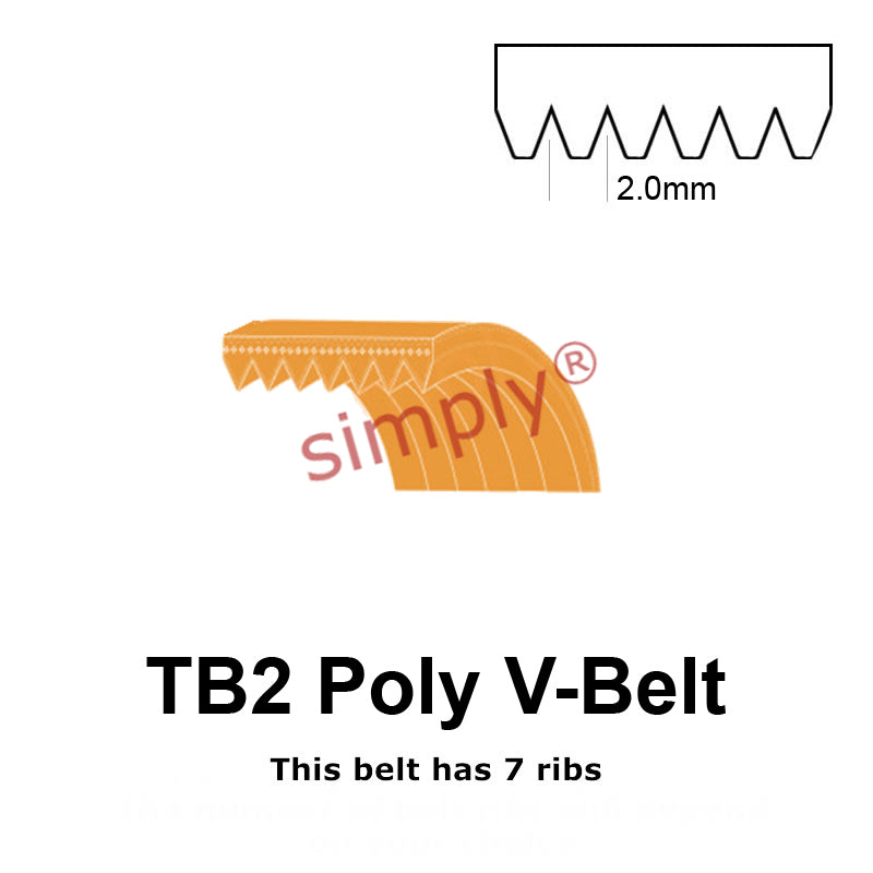 TB2-327 Megadyne Megarib Polyurethane Poly V-Belt 327mm/12.9 inch Length - 7 Ribs - Allow 2-3 Days