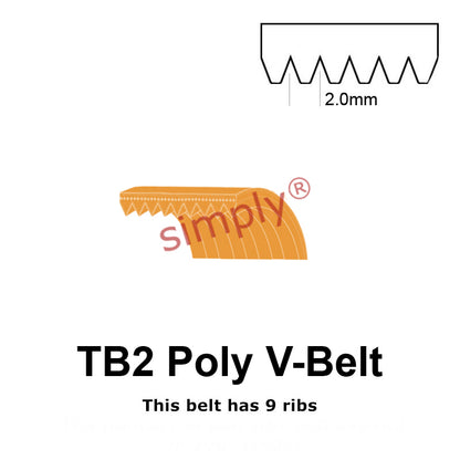 TB2-630 Megadyne Megarib Polyurethane Poly V-Belt 630mm/24.8 inch Length - 9 Ribs - Allow 2-3 Days