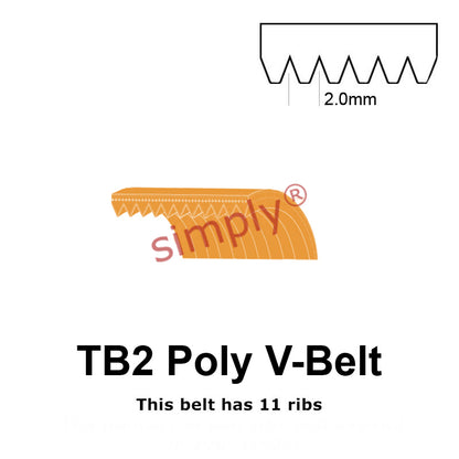 TB2-400 Megadyne Megarib Polyurethane Poly V-Belt 400mm/15.7 inch Length - 11 Ribs - Allow 2-3 Days