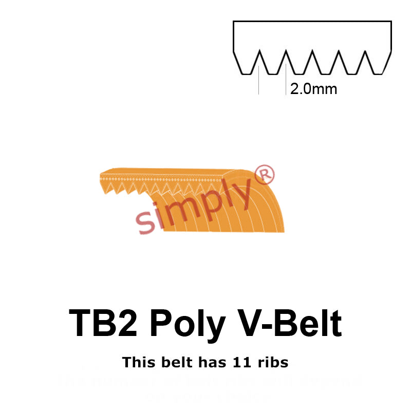 TB2-327 Megadyne Megarib Polyurethane Poly V-Belt 327mm/12.9 inch Length - 11 Ribs - Allow 2-3 Days