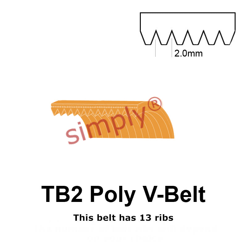 TB2-248 Megadyne Megarib Polyurethane Poly V-Belt 248mm/9.8 inch Length - 13 Ribs - Allow 2-3 Days