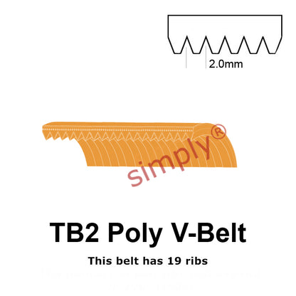 TB2-510 Megadyne Megarib Polyurethane Poly V-Belt 510mm/20.1 inch Length - 19 Ribs - Allow 2-3 Days