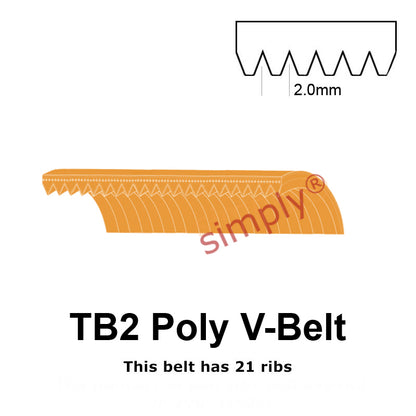 TB2-630 Megadyne Megarib Polyurethane Poly V-Belt 630mm/24.8 inch Length - 21 Ribs - Allow 2-3 Days