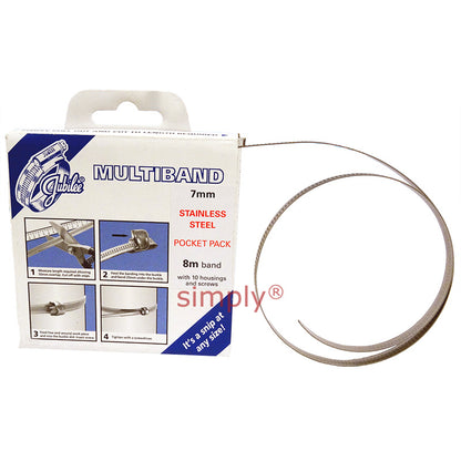 8m Roll - MB1607 304 Stainless Steel Jubilee Multiband Banding Pocket Pack with 7mm Width