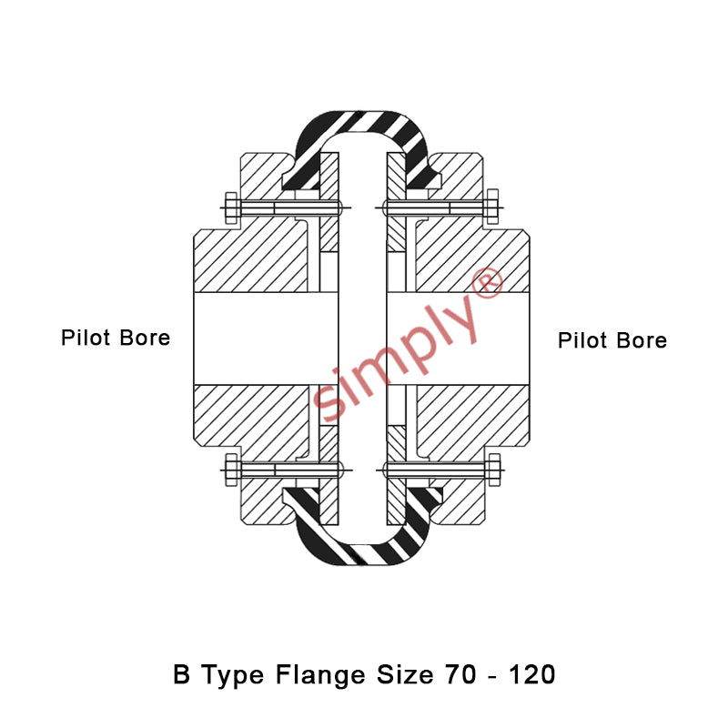 Major Branded F120B/F120B Pilot Bored Tyre Drive Coupling Assembly with Natural Rubber Tyre