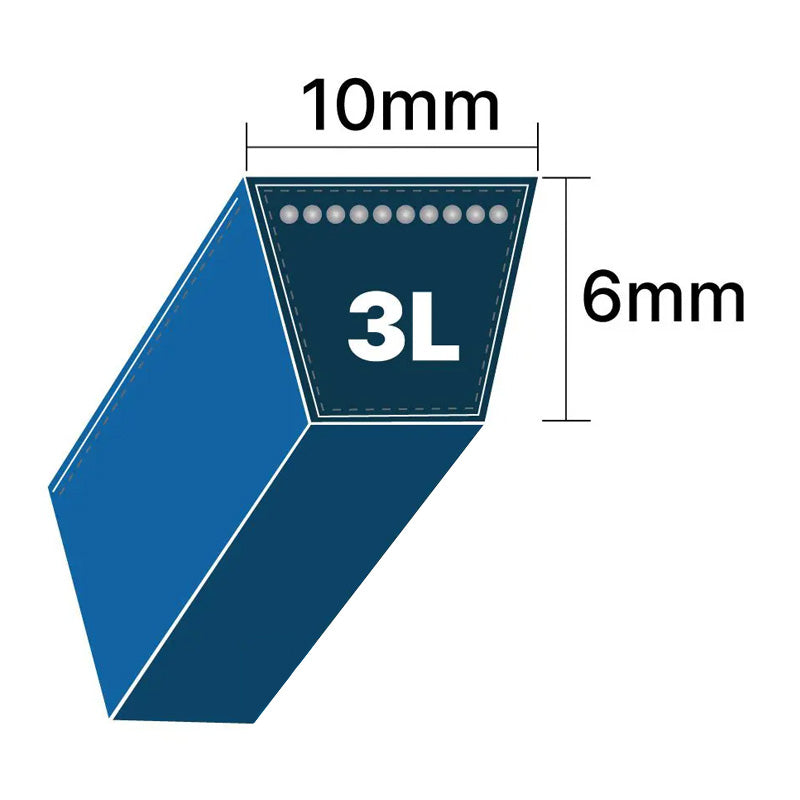 DRY-3L500K 3L Section 10x6mm Blue Cotton Dry Cover Kevlar Re-inforced Mower Wrapped V-Belt