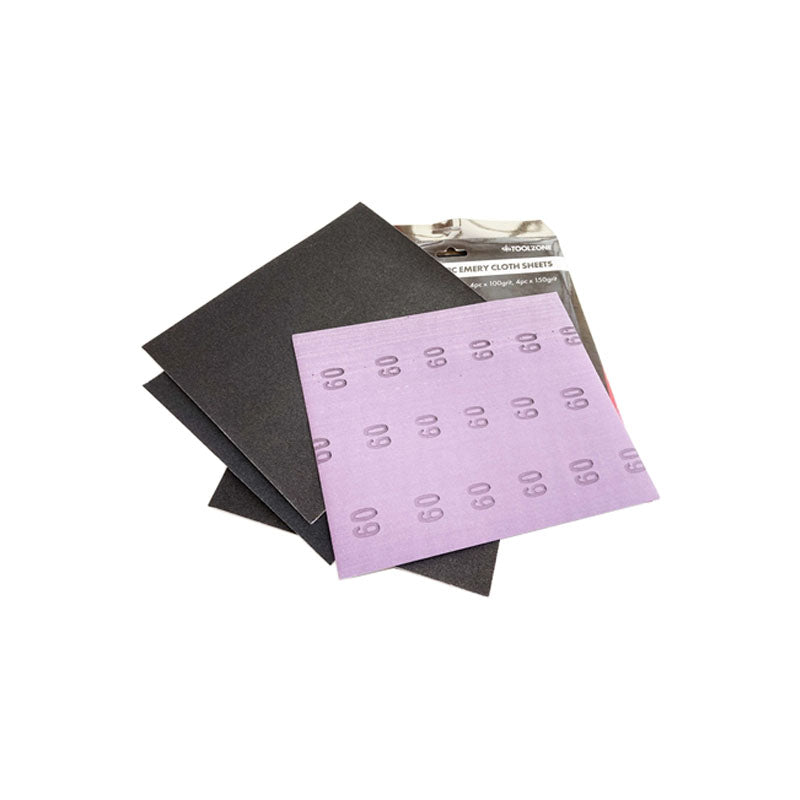 10 Pack Assorted Emery Cloth Sheets