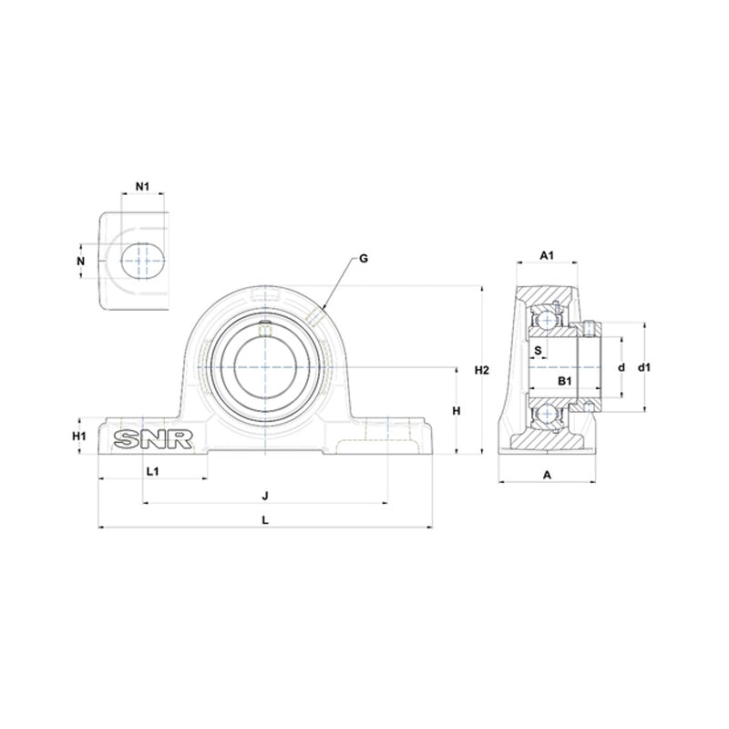 SNR ESP205-14 Imperial Cast Iron Two Bolt Pillow / Plummer Block Housing with 7/8 inch Eccentric Collar Insert - Allow 2-3 Days