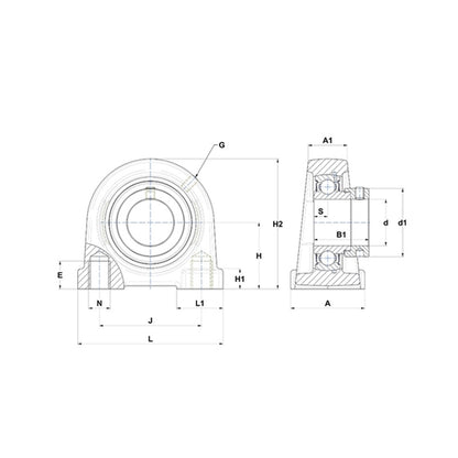 SNR ESPA209 Threaded Base Small Footprint Metric Pillow / Plummer Block Housing with Eccentric Collar Insert 45mm Bore - Allow 2-3 Days