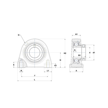 SNR ESPAE211N Threaded Base Small Footprint Metric Pillow / Plummer Block Housing with Eccentric Collar Insert 55mm Bore - Allow 2-3 Days