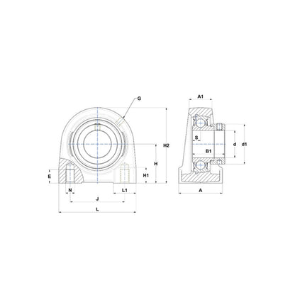 SNR ESPG206N Threaded Base Small Footprint Metric Pillow / Plummer Block Housing Supplied with Eccentric Collar Insert 30mm Bore - Allow 2-3 Days