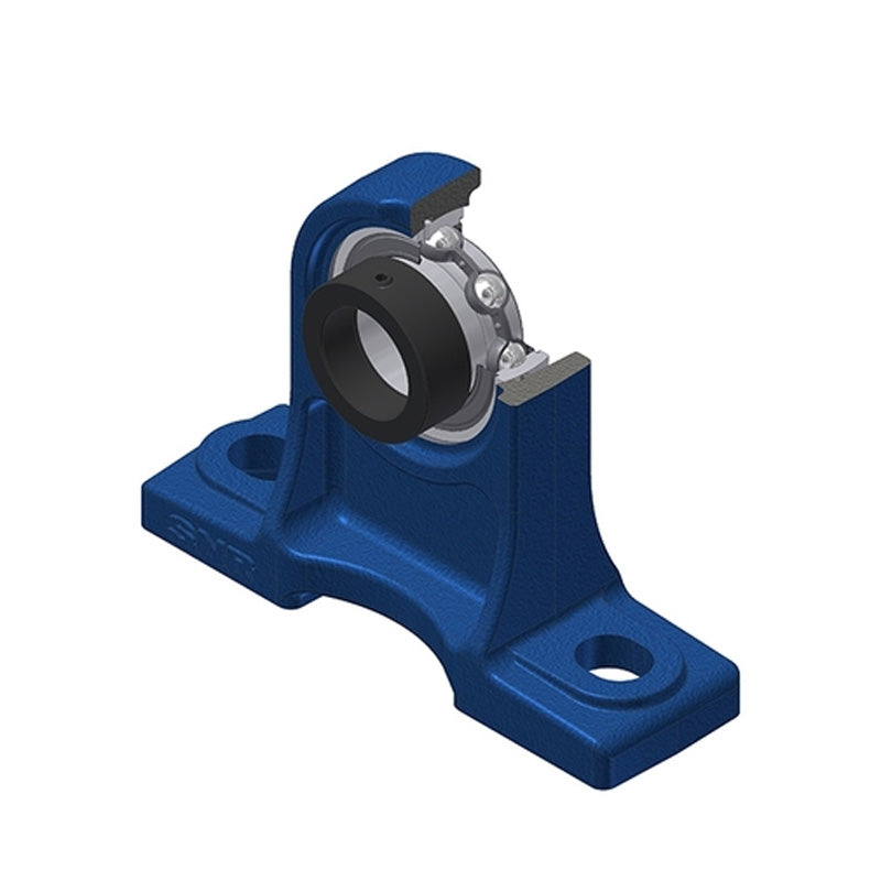 SNR ESPH204 Metric Cast Iron High Centre Height Two Bolt Pillow / Plummer Block Housing with 20mm Bore Eccentric Collar Insert - Allow 2-3 Days