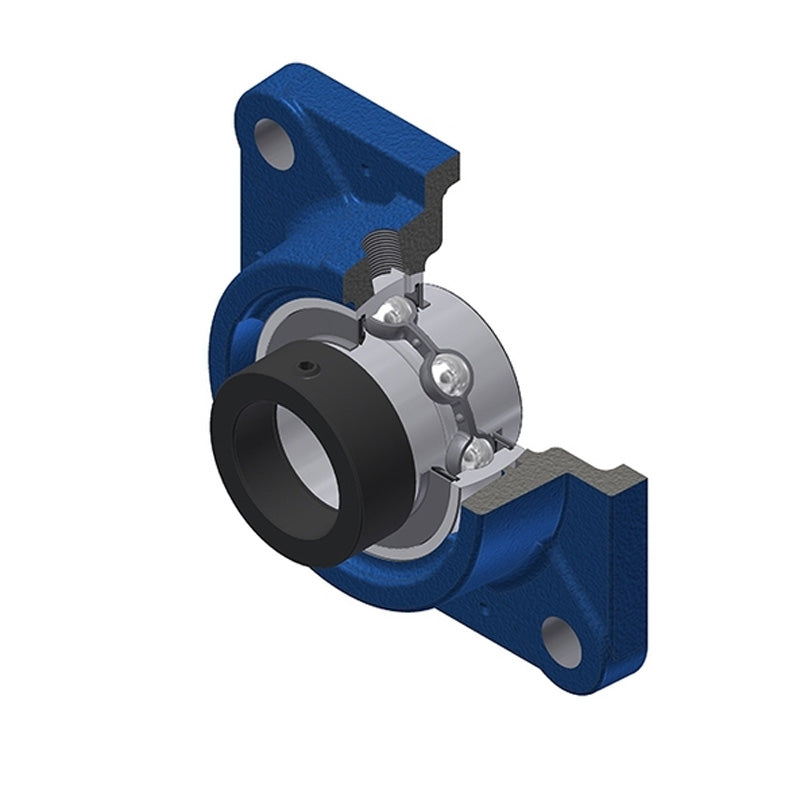 SNR EXFE204 Metric Four Bolt Square Cast Iron Flange Housing with 20mm Bore Eccentric Collar Insert - Allow 2-3 Days