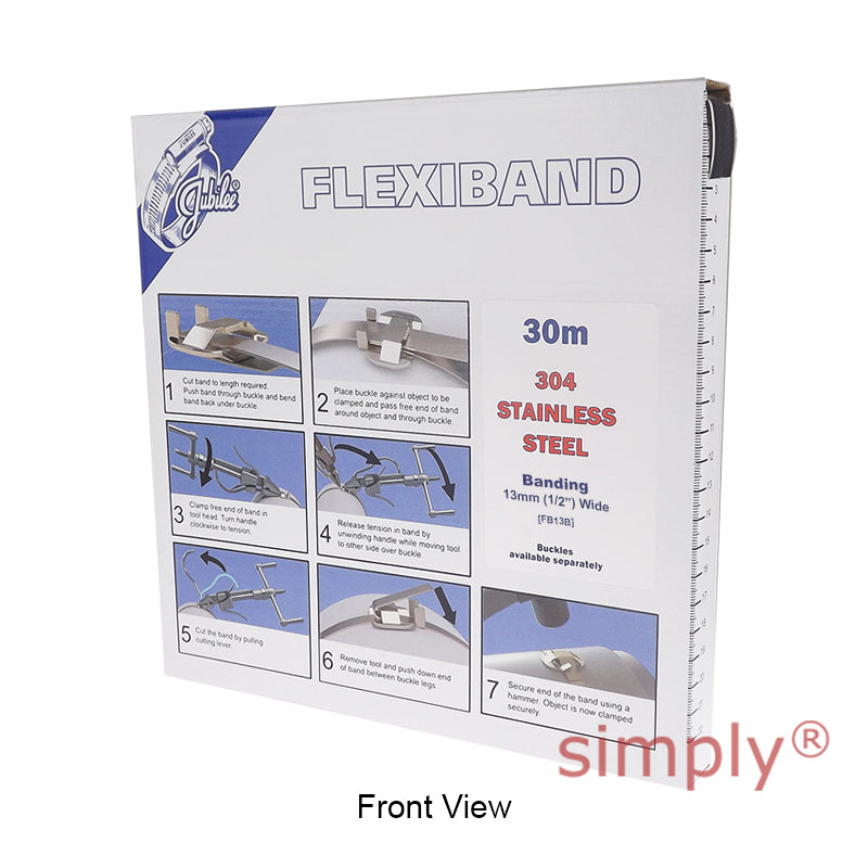 FB13B 304 Stainless Steel Jubilee Flexiband Width 13mm / 1/2 inch Length 30m Roll ONLY