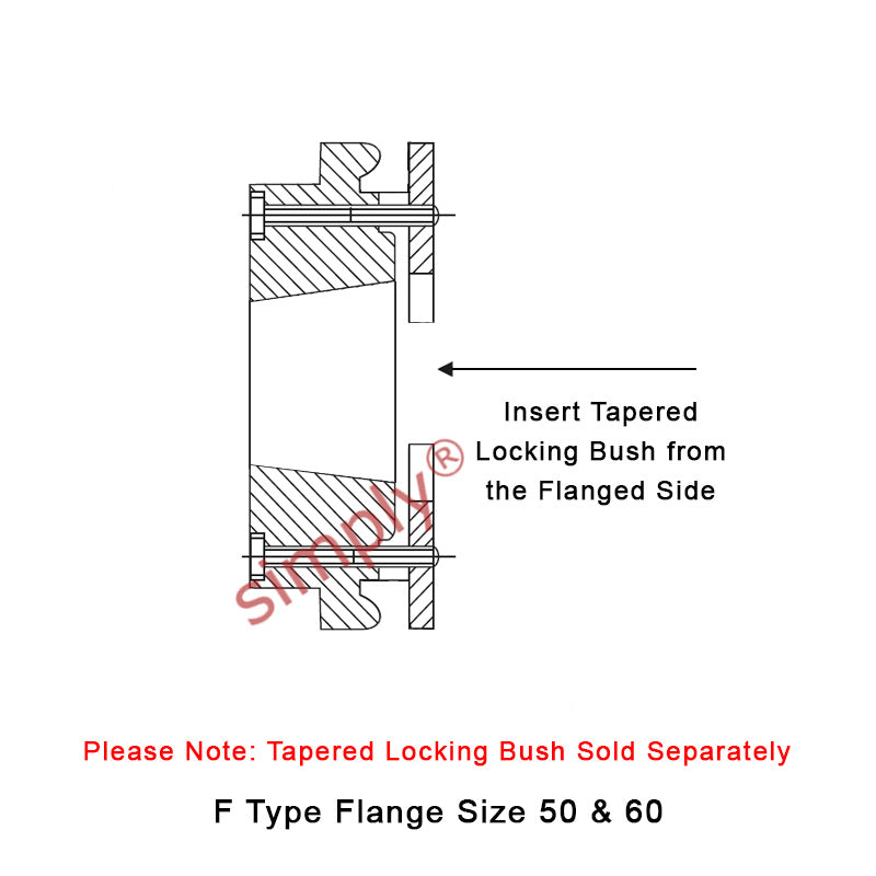 Major Branded F50F-MB Drive Coupling Inner Tapered Locking Bush Type Max Bush Bore 32mm / 1-1/4 inch