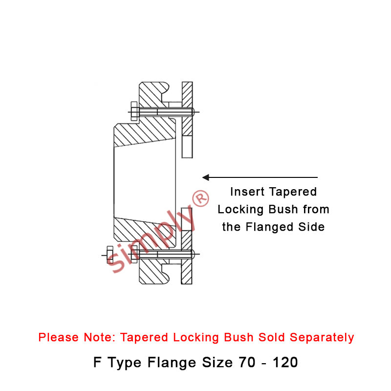 Major Branded F90F-MB Drive Coupling Inner Tapered Locking Bush Type Max Bush Bore 60mm / 2-1/2 inch