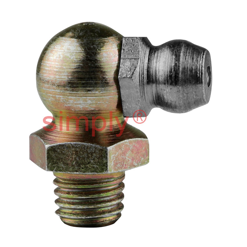 M8x1.25 Metric Tapered Hardened Mild Steel Zinc Plated 90 deg Hydraulic Grease Nipples - Pack of 500