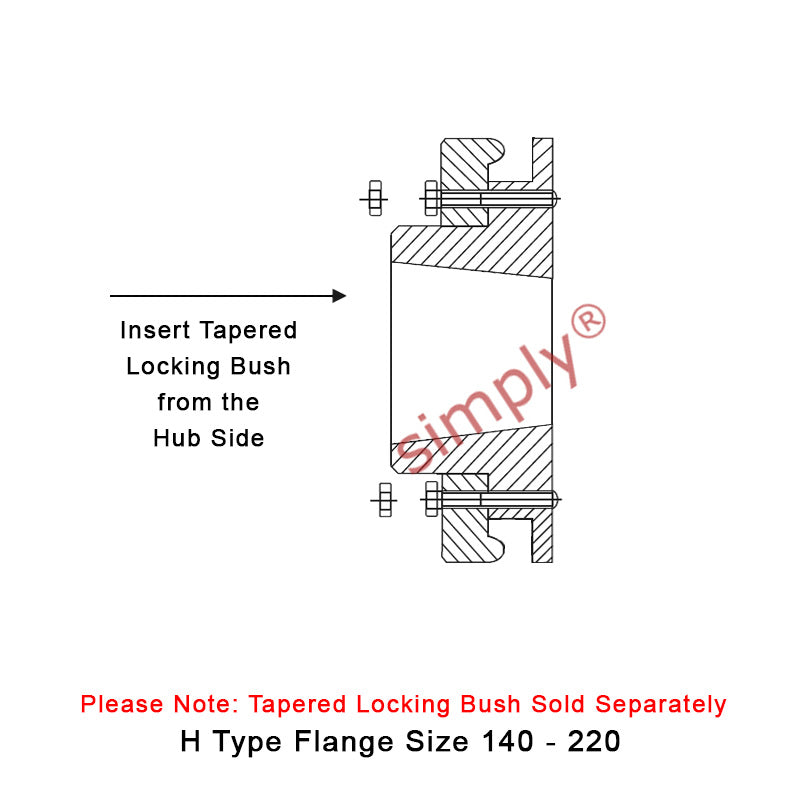 Major Branded F140H-MB Drive Coupling Outer Tapered Locking Bush Type Max Bush Bore 100mm / 4 inch