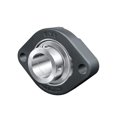 INA FLCTEY17XL Two Bolt Cast Iron Oval Housing with Grub Screw Insert 17mm Bore