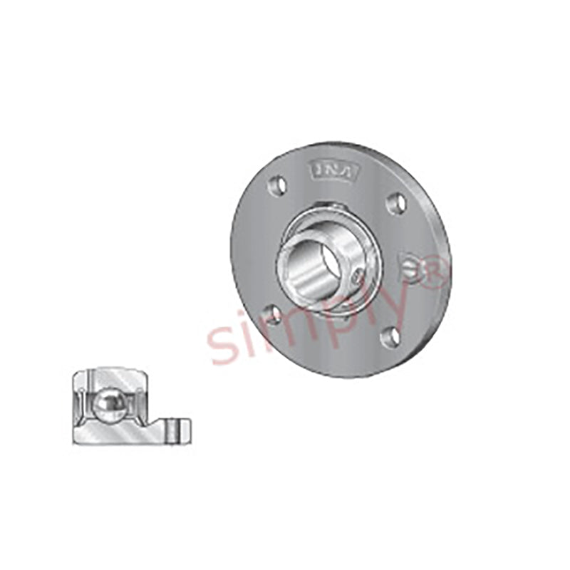 INA PMEY20XLN Four Bolt Cast Iron Round Housing with Grub Screw Insert 20mm Bore