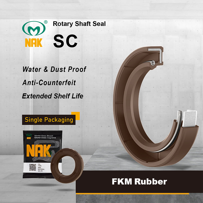 NAK 1.378x2.126x0.315 inch FKM Rubber Double Lip Rotary Shaft Oil Seal with Garter Spring TC