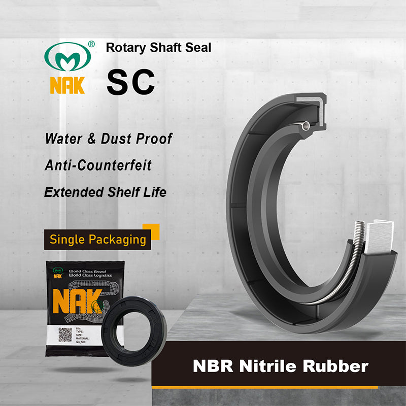 NAK 1.687x2.5x0.5 inch Nitrile Rubber Single Lip Rotary Shaft Oil Seal with Garter Spring SC