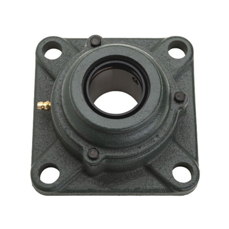 NTN C-UCF208-109D1 Imperial Four Bolt Square Cast Iron Flange Housing with 1-9/16 inch Bore Insert with Cast Iron Cover - Open Version - Allow 2-3 Days