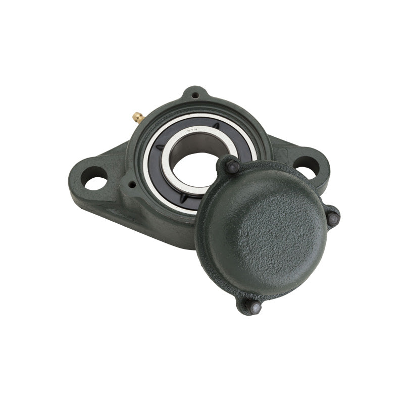 NTN CM-UKFL213D1/HE2313X Imperial Two Bolt Cast Iron Oval Housing with Cast Iron Cover - Closed Version - Insert and Adaptor Sleeve Fits 2-1/4 inch Shaft - Allow 2-3 Days