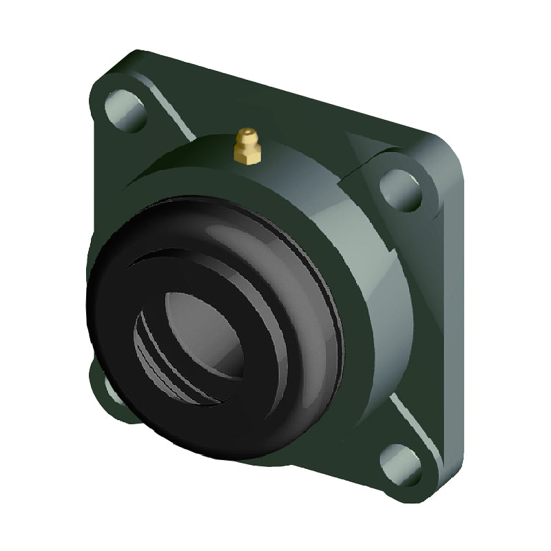 NTN S-UCF204D1 Metric Four Bolt Square Cast Iron Flange Housing with 20mm Bore Insert with Steel Plate Cover - Open Version - Allow 2-3 Days