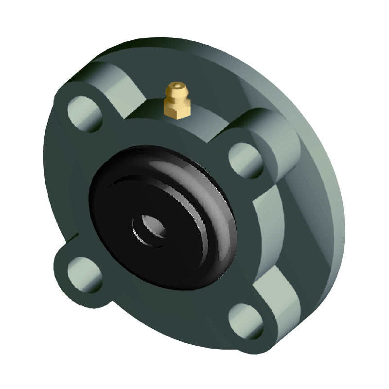 NTN S-UCFC213-209D1 Imperial Four Bolt Cast Iron Round Flanged Housing with 2-9/16 inch Insert with Steel Plate Cover - Open Version - Allow 2-3 Days